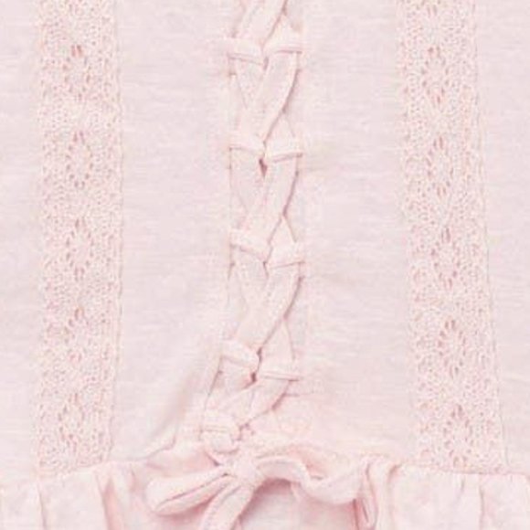 NEW 7 FOR ALL MANKIND Big Kid Lace Up Bow Ruffle Asymmetrical Slub Tee Shirt - Picture 2 of 2